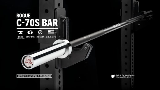 ROGUE C-70S ショートスリーブ バーベル Rogue C-70S (Black Shaft / Bright Zinc Sleeve) | Rogue Fitness